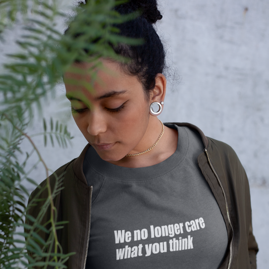 "We no longer care what you think" Unisex Heavy Blend™ Crewneck Sweatshirt